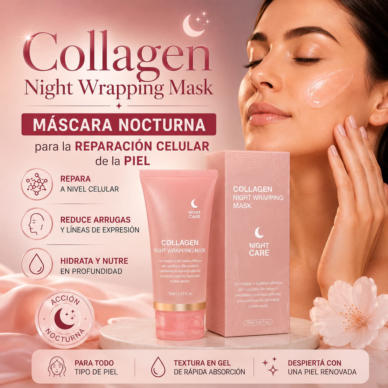 Máscara Nocturna de Colágeno Coreana ¡Dile adiós a las arrugas y líneas de expresión!